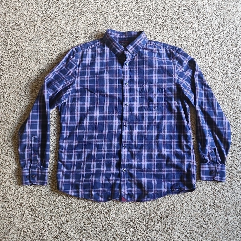UNTUCKit Shirt Mens XXL Long Sleeve Check Blue